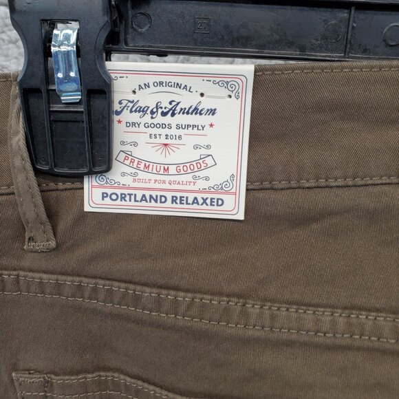 Flag & Anthem Chino Portland Relaxed Pants 31x32 Olive Green Pockets New - Picture 9 of 13